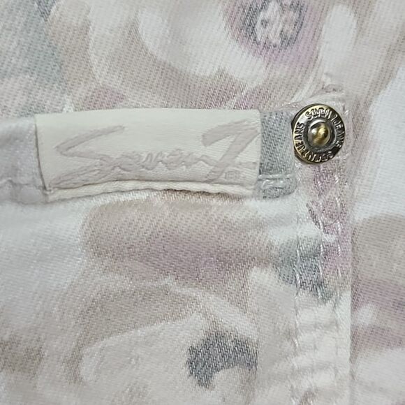 Seven7 High Rise Tummyless Skinny Jeans White Floral Print Stretch Denim Size 6 - Picture 10 of 13